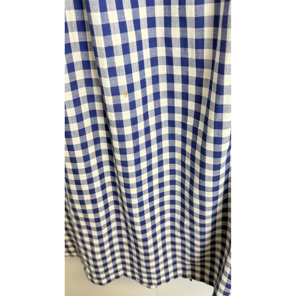 Vintage At Home Wear M/L Gingham House Dress Blue White Red Button Front Robe - Picture 9 of 9